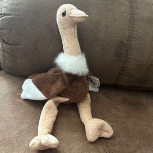 Ty Beanie Baby Ostrich Stuffed Animal plush Toy - Brown and Cream
